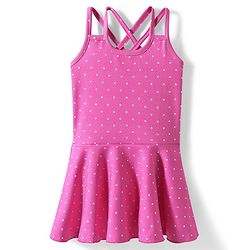 Babyhug Water Repellant Sleeveless Frock Style Swimsuit  With Polka Dot Print - Pink