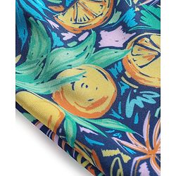 Babyhug Frill Sleeves Water Repellent Frock Swimsuit with Tropical Theme Print - Navy Blue