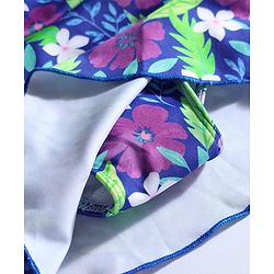 Babyhug Water Repellant Sleeveless Frock Swimsuit With Floral Print - Purple