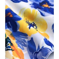 Babyhug Frill Sleeves Water Repellent Frock Swimsuit with Floral Print - White
