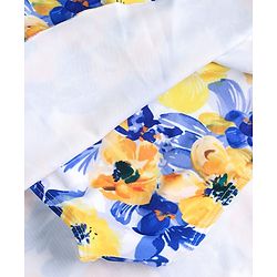 Babyhug Frill Sleeves Water Repellent Frock Swimsuit with Floral Print - White