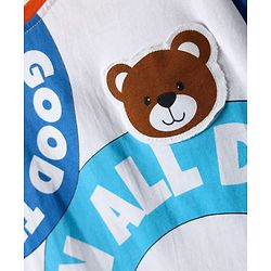 Babyhug 100% Cotton Knit Half Drop Shoulder Sleeves T-Shirt with Text Print - White