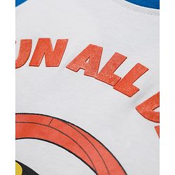 Babyhug 100% Cotton Knit Half Sleeves Raglan T-Shirt with Fun All Day Text Print - Blue & White