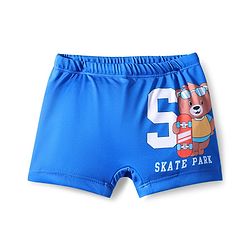 Babyhug Full Raglan Sleeves Water Repellent Two Piece Swimsuit with Bear Print - Blue