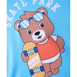 Babyhug Full Raglan Sleeves Water Repellent Two Piece Swimsuit with Bear Print - Blue