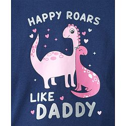 Babyhug Cotton Knit Half Sleeves Night Suit With Dino Print - Navy Blue