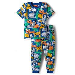 Babyhug Cotton Knit Half Sleeves Co-Ords Night Suit With Donuts & Cupcake Print - Blue