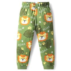 Babyhug Cotton Knit Half Sleeves Co-Ords Nightsuit With Animal Print - Green