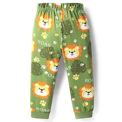 Babyhug Cotton Knit Half Sleeves Co-Ords Nightsuit With Animal Print - Green