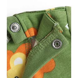 Babyhug Cotton Knit Half Sleeves Co-Ords Nightsuit With Animal Print - Green