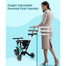 Babyhug Most Advanced 5 in 1 Tricycle with Adjustable Parent Handle - Aqua Blue