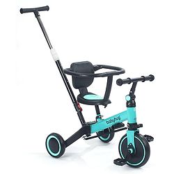 Babyhug 7 in 1 Baby Cycle Tricycle with Adjustable Parent Handle - Aqua Blue