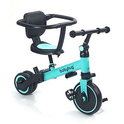 Babyhug 7 in 1 Baby Cycle Tricycle with Adjustable Parent Handle - Aqua Blue