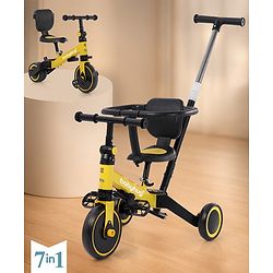 Babyhug 7 in 1 Baby Cycle Tricycle with Adjustable Parent Handle - Yellow