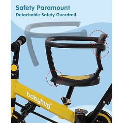 Babyhug 7 in 1 Baby Cycle Tricycle with Adjustable Parent Handle - Yellow