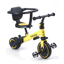 Babyhug 7 in 1 Baby Cycle Tricycle with Adjustable Parent Handle - Yellow