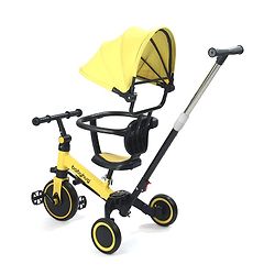 Babyhug 7 in 1 Baby Cycle Tricycle with Adjustable Parent Handle - Yellow