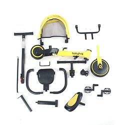 Babyhug 7 in 1 Baby Cycle Tricycle with Adjustable Parent Handle - Yellow