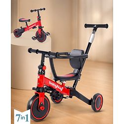 Babyhug 7 in 1 Baby Cycle Tricycle with Adjustable Parent Handle - Yellow
