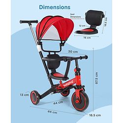 Babyhug 7 in 1 Baby Cycle Tricycle with Adjustable Parent Handle - Yellow