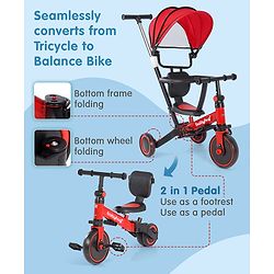 Babyhug 7 in 1 Baby Cycle Tricycle with Adjustable Parent Handle - Yellow
