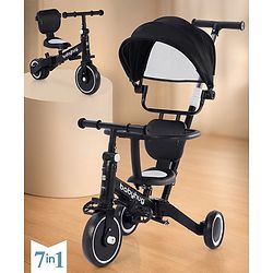 Babyhug 7 in 1 Baby Cycle Tricycle with Adjustable Parent Handle - Yellow