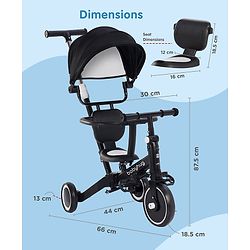Babyhug 7 in 1 Baby Cycle Tricycle with Adjustable Parent Handle - Yellow