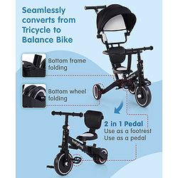 Babyhug 7 in 1 Baby Cycle Tricycle with Adjustable Parent Handle - Yellow