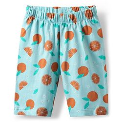 Babyhug Cotton Knit Frill Sleeves Capri Night Suit With Parrot & Orange Print - Light Blue