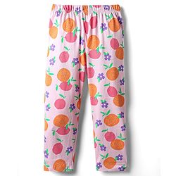 Babyhug Cotton Knit Half Sleeves Co-ords Night Suit With Floral Print - Pink