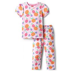 Babyhug Cotton Knit Half Sleeves Co-ords Night Suit With Floral Print - Pink