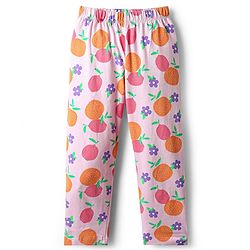 Babyhug Cotton Knit Half Sleeves Co-ords Night Suit With Floral Print - Pink