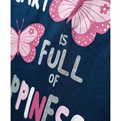 Babyhug Cotton Knit Half Sleeves Night Suit With Floral & Butterfly Print - Navy Blue