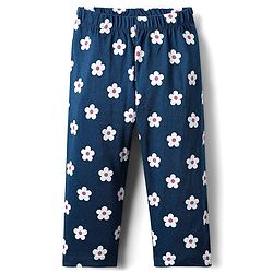 Babyhug Cotton Knit Half Sleeves Night Suit With Floral & Butterfly Print - Navy Blue
