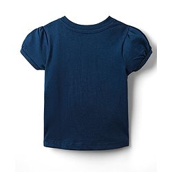 Babyhug Cotton Knit Half Sleeves Night Suit With Floral & Butterfly Print - Navy Blue