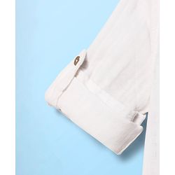 Babyhug 100% Cotton Full Sleeves Solid Coloured Mandarin Collar Shirt - White