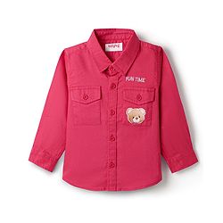 Babyhug Cotton Woven Full Sleeves Shirt with Bear Print - Red