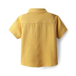 Babyhug 100% Cotton Waffle Half Sleeves Shirt With Patch Detailing - Yellow