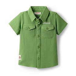 Babyhug Cotton Woven Half Sleeve Solid Color Shirt - Green