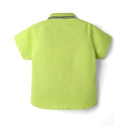 Babyhug Cotton Woven Half Sleeves Rib Collar Shirt With Alphabet Patch - Green