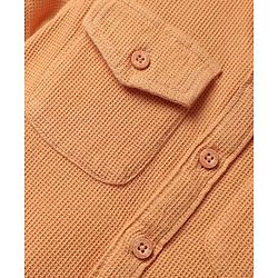Babyhug Cotton Waffle Woven Half Sleeves Solid Shirt - Peach
