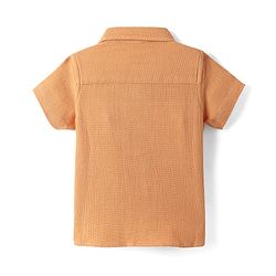 Babyhug Cotton Waffle Woven Half Sleeves Solid Shirt - Peach