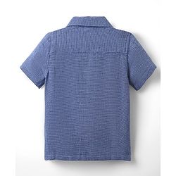 Babyhug Cotton Woven Half Sleeves Solid Colour Shirt - Blue