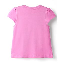 Babyhug Cotton Knit Cap Sleeves Capri Night Suit With Heart Print - Pink