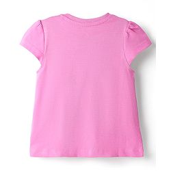 Babyhug Cotton Knit Cap Sleeves Capri Night Suit With Heart Print - Pink