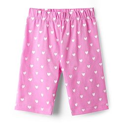 Babyhug Cotton Knit Cap Sleeves Capri Night Suit With Heart Print - Pink