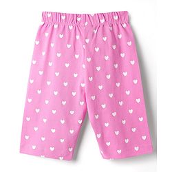 Babyhug Cotton Knit Cap Sleeves Capri Night Suit With Heart Print - Pink