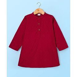 Babyhug Cotton Woven Full Sleeves Solid Colour Kurta Dhoti Set - Red