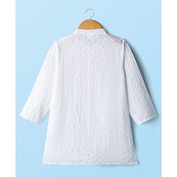Babyhug Cotton Woven Full Sleeves Solid Colour Kurta Dhoti Set With Textured Design - White