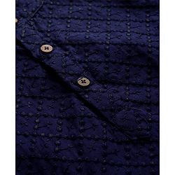 Babyhug Cotton Woven Full Sleeves Kurta Dhoti Set with Embroidery - Navy Blue